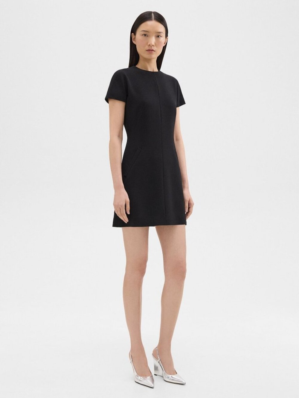 Theory Dolman Short Sleeve Linen Blend Mini-Dress 12